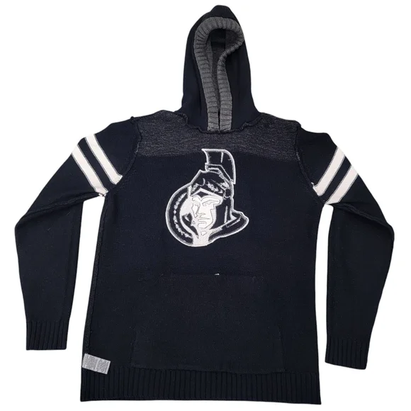 NHL by ILANCO Ottawa Senators Knit Hoodie Black Sens Pullover Sweater Me… - Picture 8 of 16